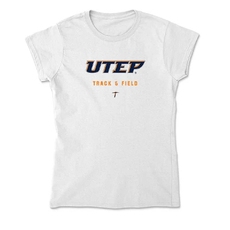 UTEP - NCAA Women's Track & Field : Lizbeth Fierro - Soft Style Women’s T-Shirt-- Satin Fabric Silk Fabric Chiffon Fabric UTEP - NCAA Women's Track & Field : Lizbeth Fierro - Soft Style Women’s T-Shirt-- Satin Fabric Silk Fabric Chiffon Fabric
