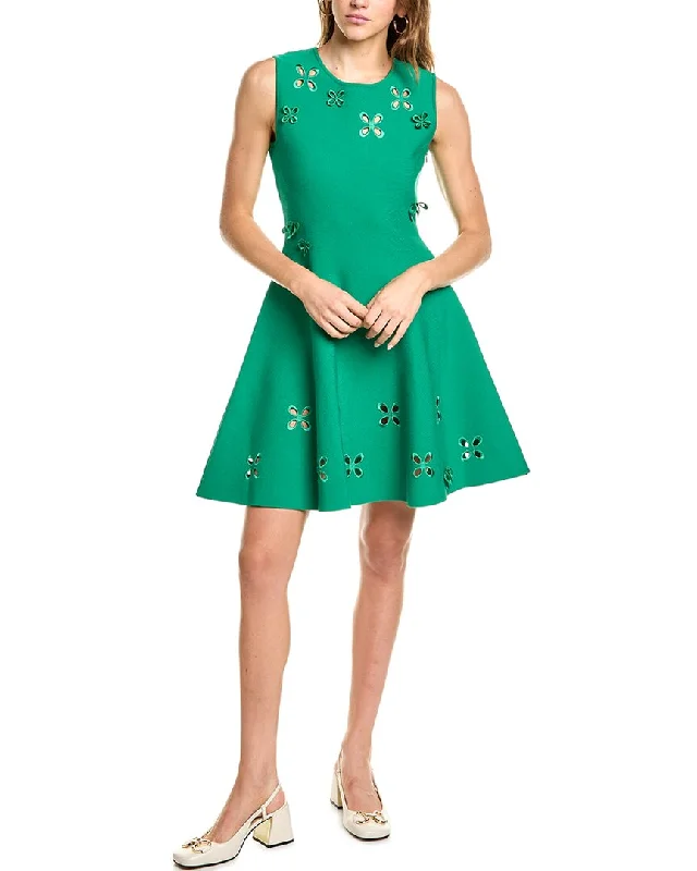 Oscar de la Renta Crystal A-Line Dress Square Neckline Feminine