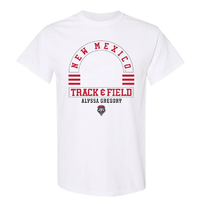 New Mexico - NCAA Women's Track & Field : Alyssa Gregory - Classic Fashion Shersey T-Shirt-- Zippered Front Buttoned Front Snap Front