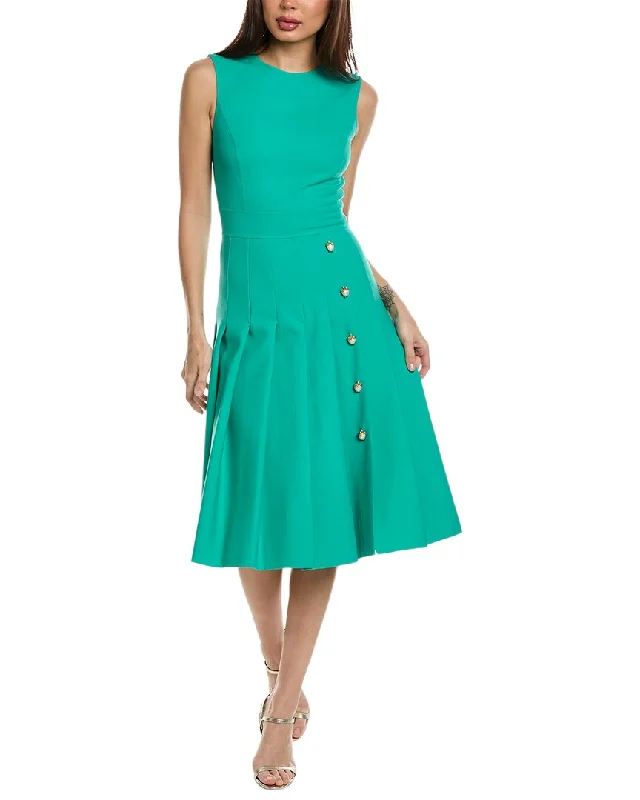 Oscar de la Renta Pleated Wool-Blend A-Line Dress Tunics Prom sequined