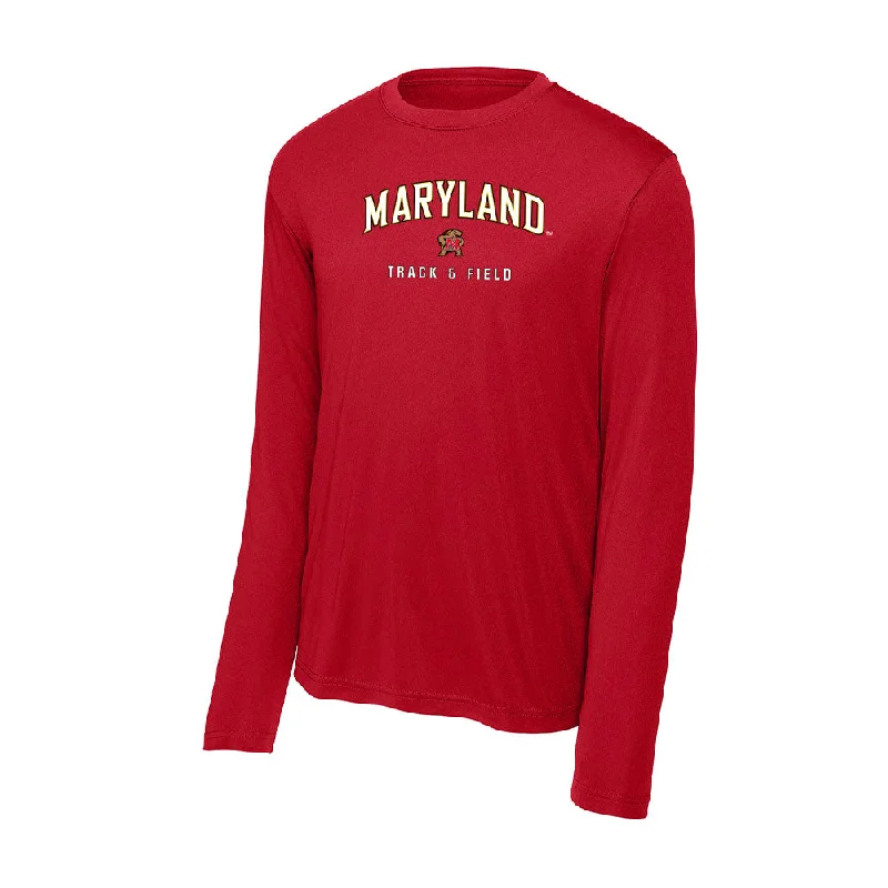 Maryland - NCAA Women's Track & Field : Kanai Bey - Activewear Long Sleeve T-Shirt-- Striped Floral Plaid