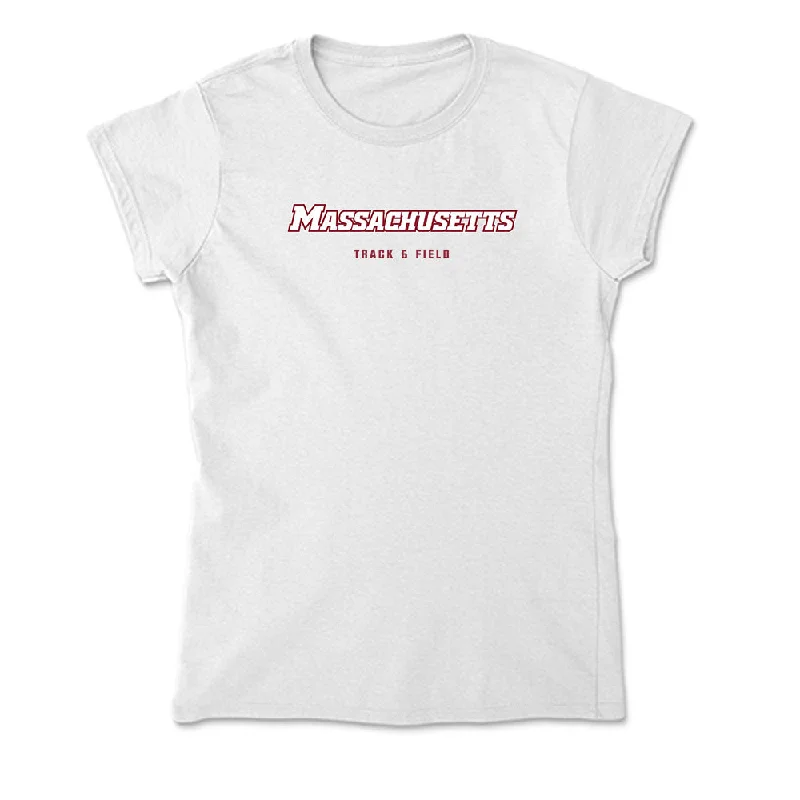 UMass - NCAA Women's Track & Field : Diamani Canuto - Soft Style Women’s T-Shirt-- Notch Collar Peter Pan Collar Cowl Neck