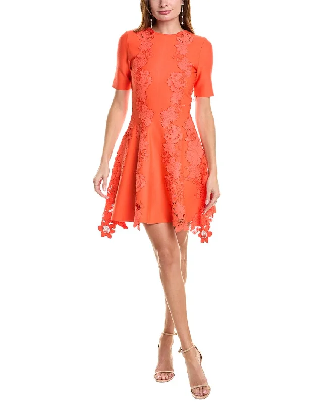Oscar de la Renta Mixed Botanical Inset A-Line Dress Tunics Sophisticated sleek