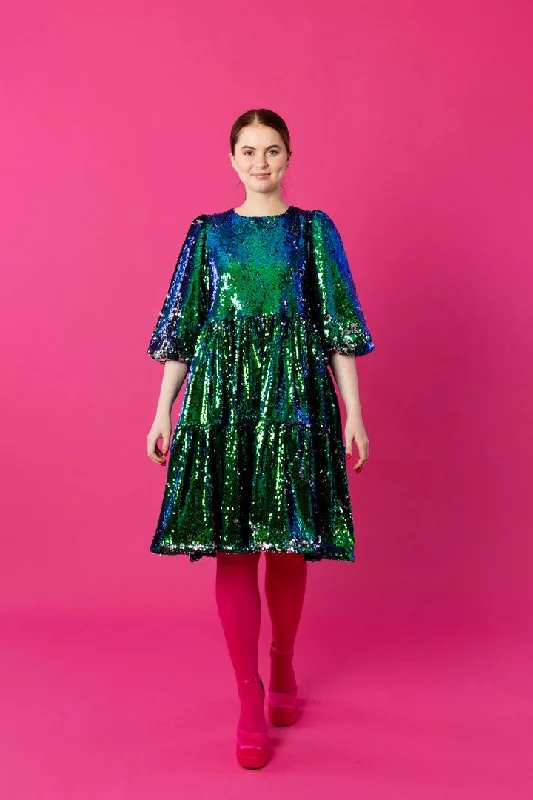 Dishy Dress Sequin Green Tunics Seasonal trendy