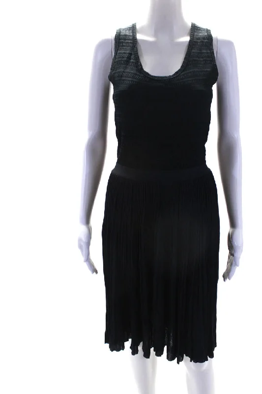 Oscar de la Renta Womens Dark Blue Textured Sleeveless Fit & Flare Dress Tunics Custom made