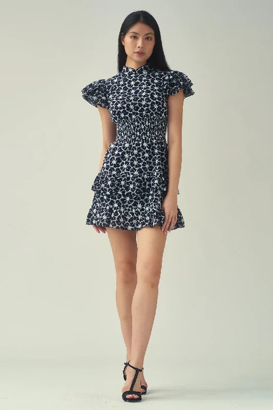 NICOLE Frill Tiered Dress (Black) Tunics Review highly