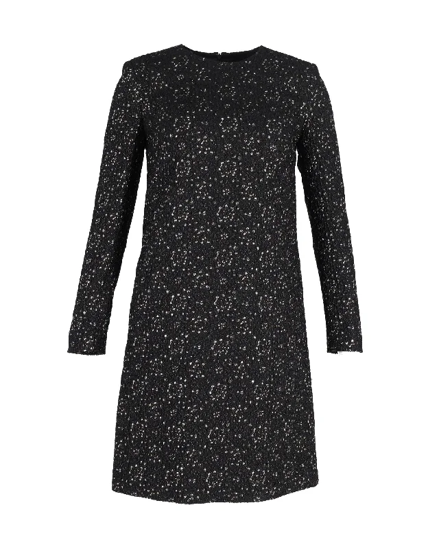 Escada Dehrea Metallic Jacquard Dress in Black Polyester Tunics Fall fleece