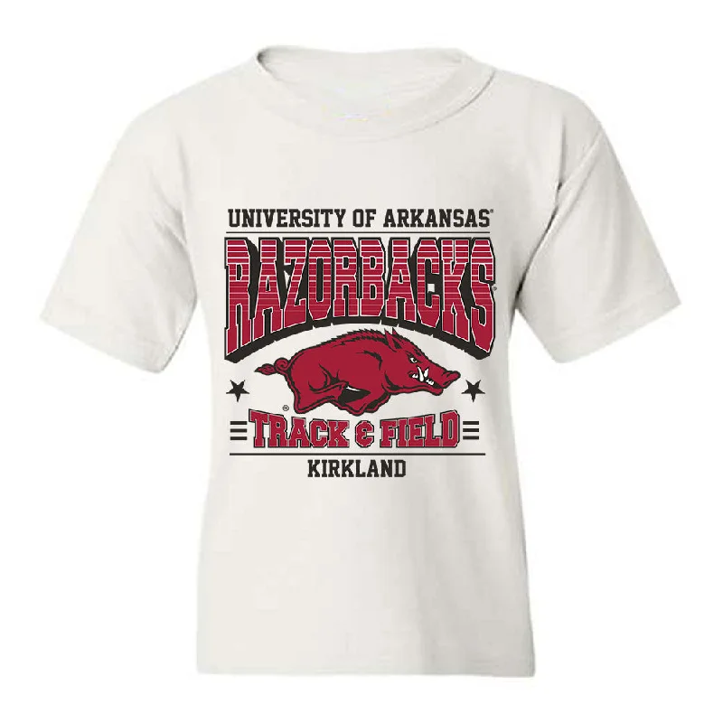 Arkansas - NCAA Women's Track & Field : Morgan Kirkland - Sports Shersey Youth T-Shirt-- Print Jacquard Patchwork