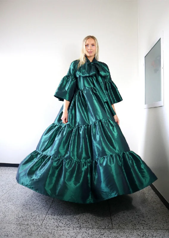 Lush Evening Dress With Bow Collar Green Tunics Luxurious high-end