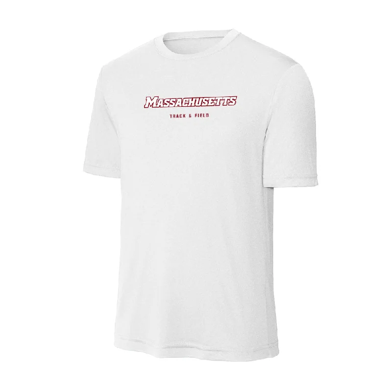 UMass - NCAA Women's Track & Field : Leila Metres - Activewear T-Shirt-- Ribbed Striped Patterned UMass - NCAA Women's Track & Field : Leila Metres - Activewear T-Shirt-- Ribbed Striped Patterned
