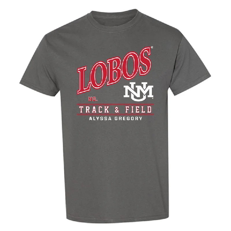 New Mexico - NCAA Women's Track & Field : Alyssa Gregory - T-Shirt-- Ribbed Striped Patterned