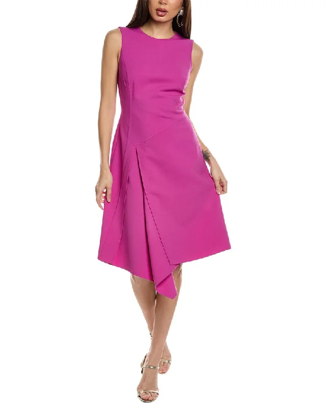 Oscar de la Renta Draped Skirt Silk-Lined Wool-Blend A-Line Dress Tunics Canvas sturdy