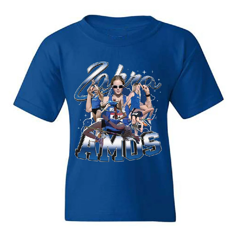 Buffalo - NCAA Women's Track & Field : Zahra Amos - Player Collage Youth T-Shirt-- Nylon Fabric Polyester Fabric Spandex Fabric