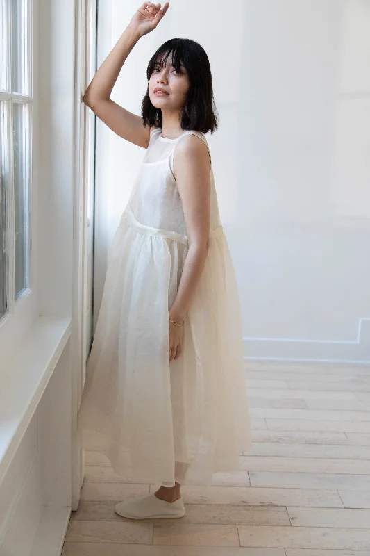 RB by Runaway Bicycle | Silk Organza Anna Dress in Cream Tunics Sale discount