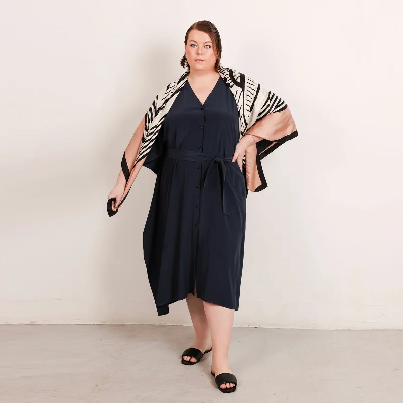 Riviera Silk Caftan Dress Blue Tunics Brand named