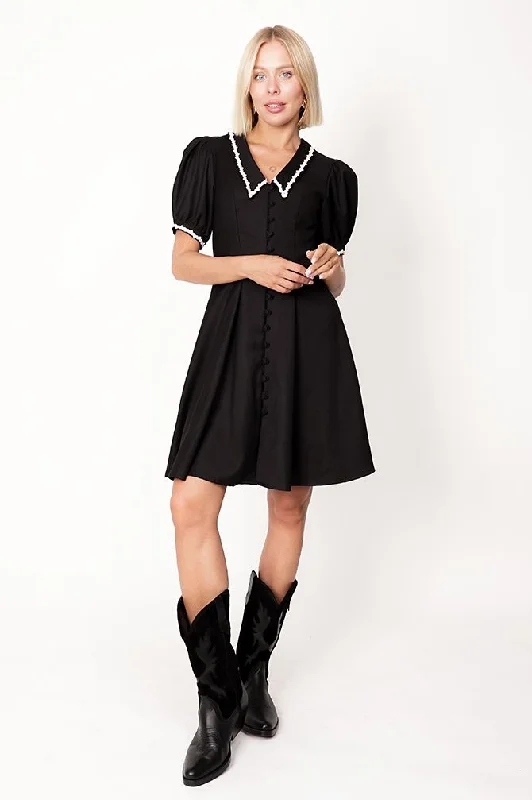 Avery Collar Dress Black Tunics Stylish modern