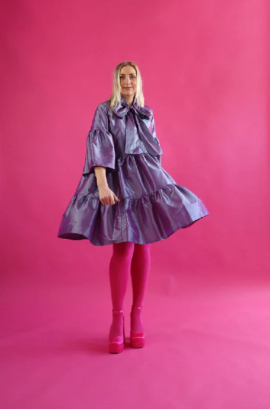 Lush Dress With Bow Collar Rainbow Tunics Cozy soft