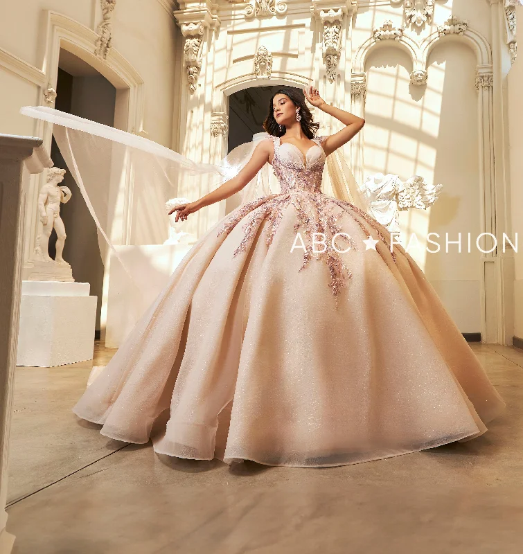 Sleeveless Cape Quinceanera Dress by Ragazza EV64-664 Tunics Solid Classic