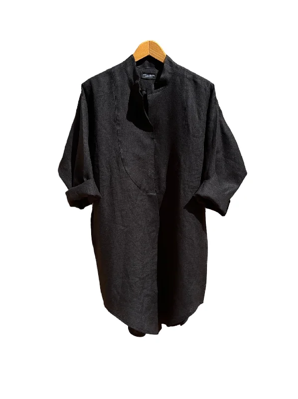 Polaris Linen Dress Black Tunics Print Colorful