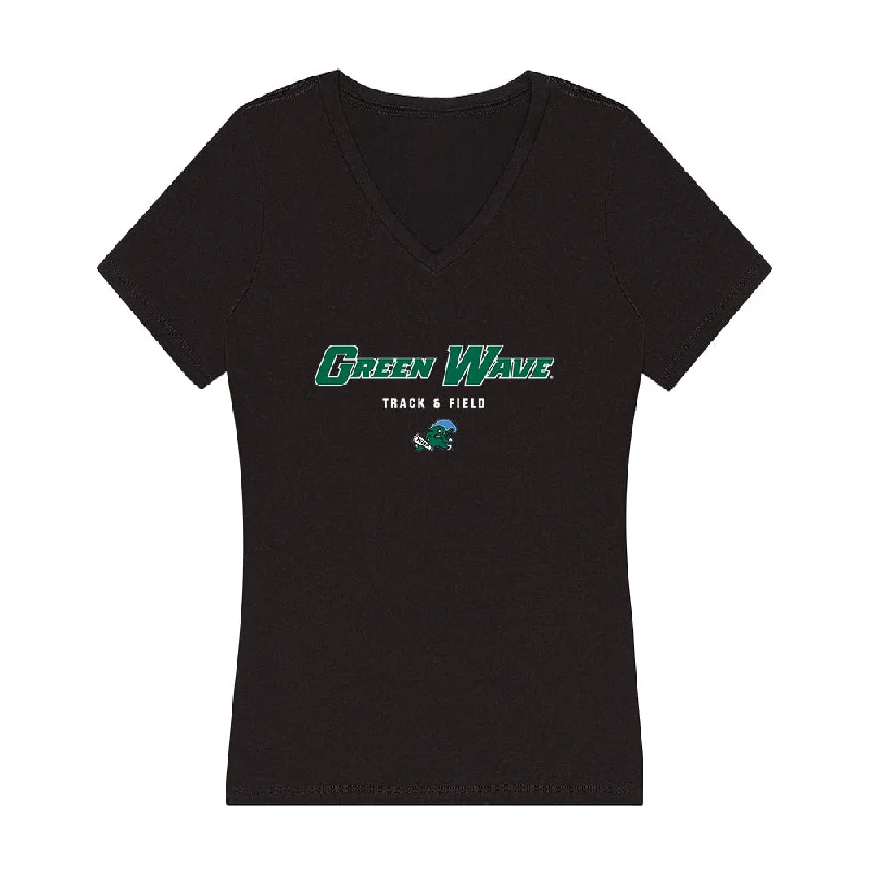 Tulane - NCAA Women's Track & Field : Ali Saunders - Women's V-Neck T-Shirt-- Modern Contemporary Chic