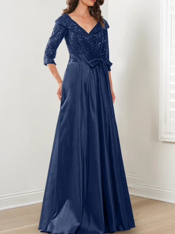A-Line/Princess V-Neck Floor-Length Mother of the Bride Dresses Tunics Stylish elegant