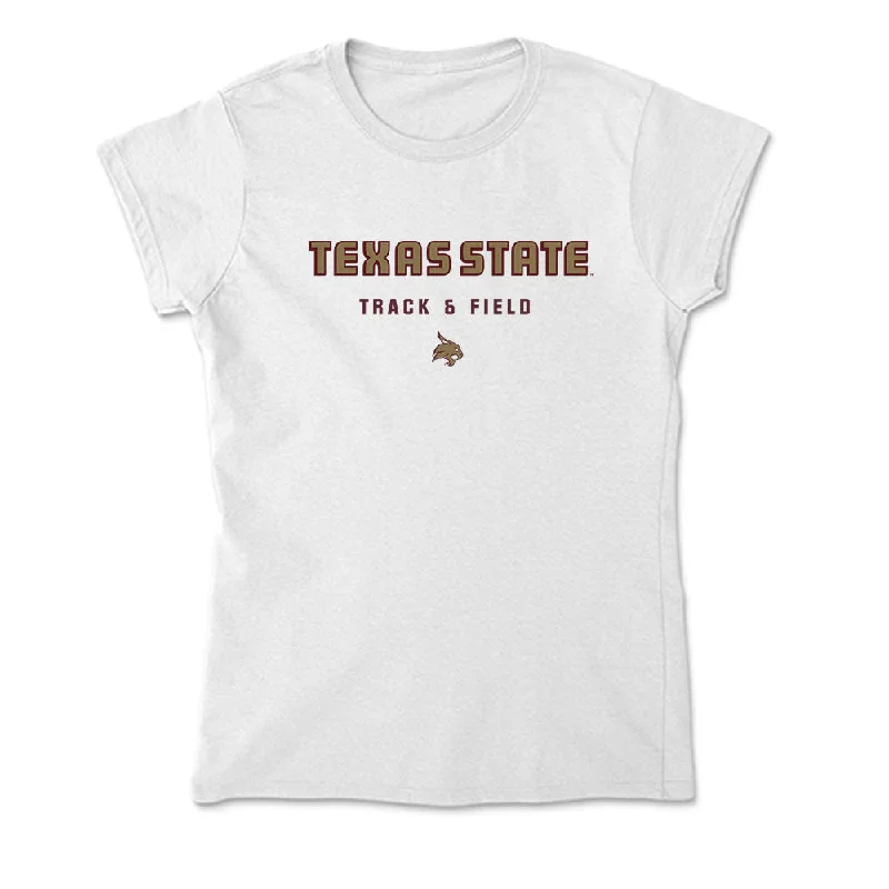 Texas State - NCAA Women's Track & Field : McKenah Sears - Soft Style Women’s T-Shirt-- Chenille Blend Fleece Blend Nylon Blend