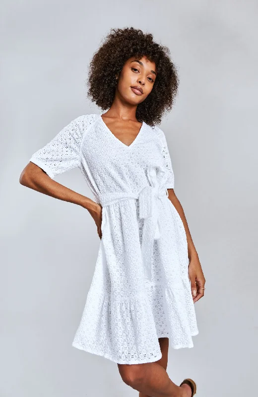 Lilia Cotton Broiderie Dress White Tunics Denim casual
