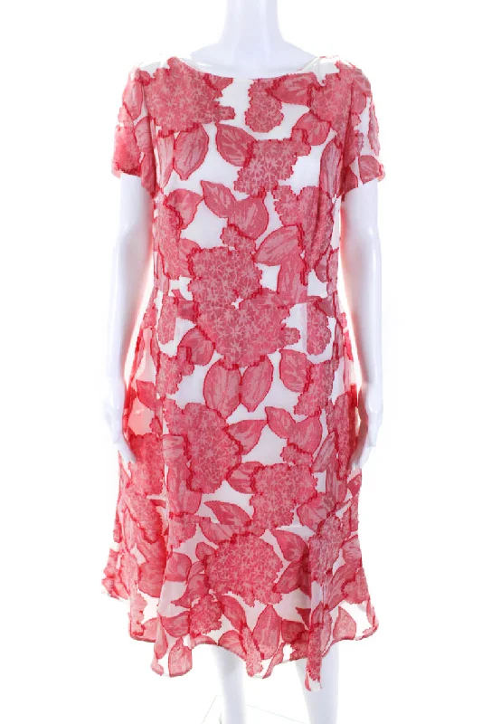 Escada Womens Silk Floral Print Dhiolla A Line Dress White Red Tunics Custom made