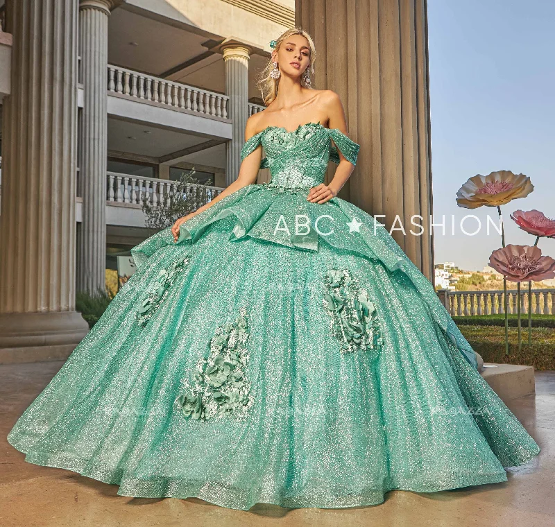 Off Shoulder Glitter Quinceanera Dress by Ragazza EV15-615 Tunics Luxurious high-end