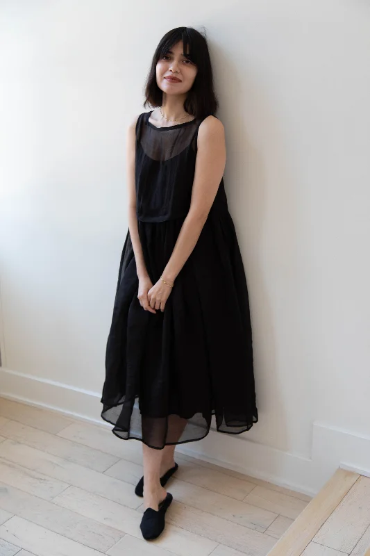 RB by Runaway Bicycle | Silk Organza Anna Dress in Black Tunics Polka dots
