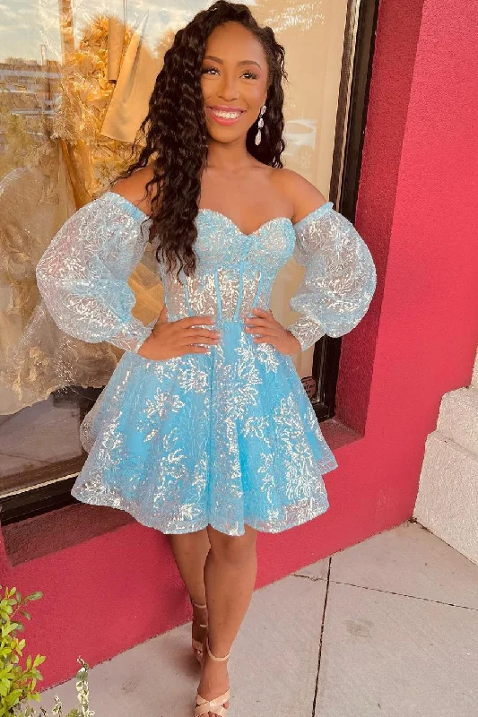 Sweetheart Long Sleeve Sequined Homecoming Dress With Lace Tunics Luxurious high-end Sweetheart Long Sleeve Sequined Homecoming Dress With Lace Tunics Luxurious high-end