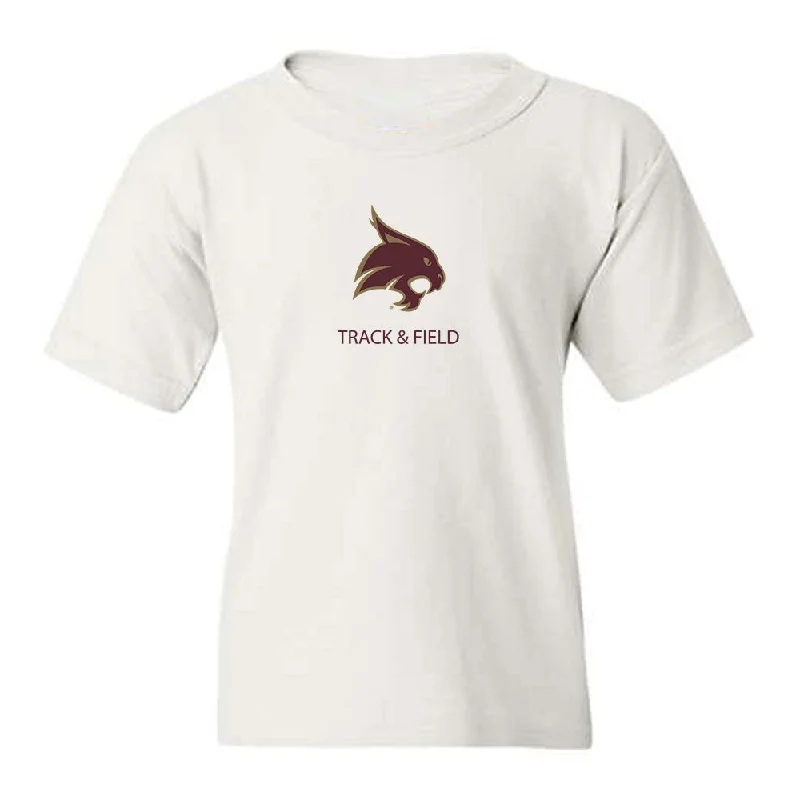 Texas State - NCAA Women's Track & Field : Stephanie Williams - Youth T-Shirt-- Mesh Blend Leather Blend Suede Blend