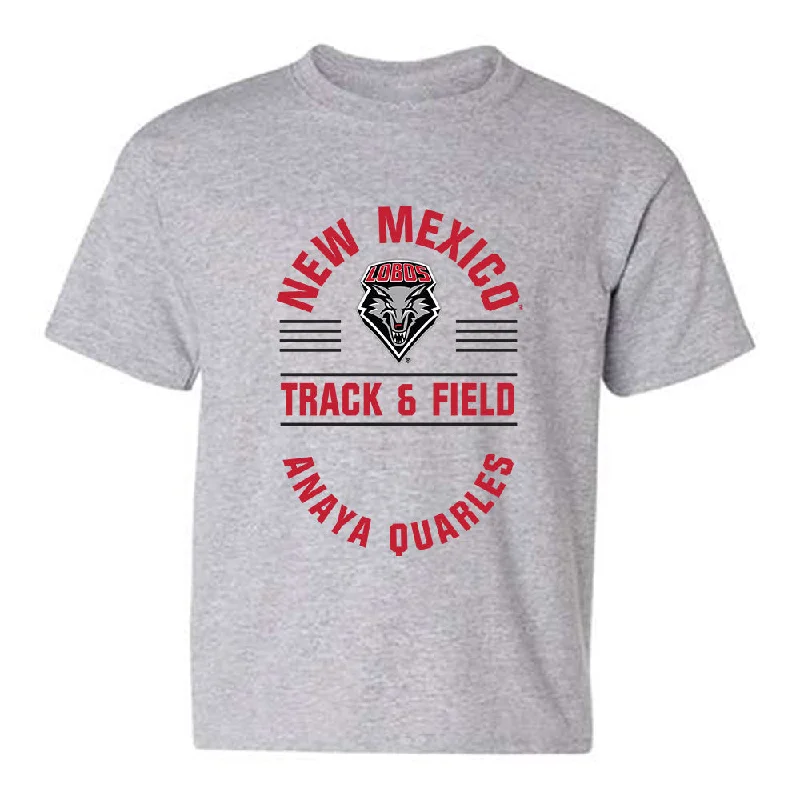 New Mexico - NCAA Women's Track & Field : Anaya Quarles - Classic Fashion Shersey Youth T-Shirt-- Solid Color Striped Floral