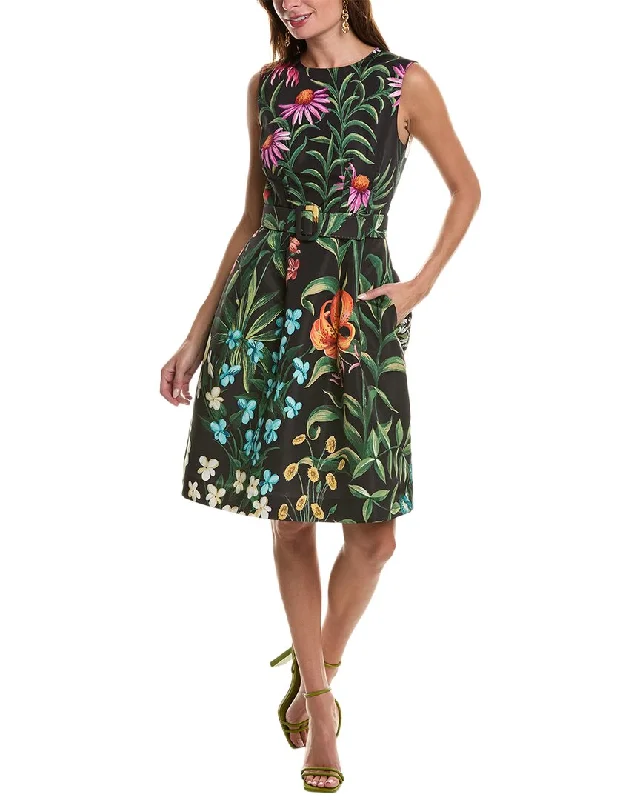 Oscar de la Renta Silk-Lined A-Line Dress A-Line Day Work