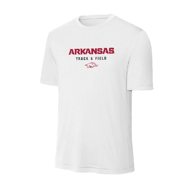 Arkansas - NCAA Women's Track & Field : Morgan Kirkland - Activewear T-Shirt-- Handmade Hand-knitted Hand-woven