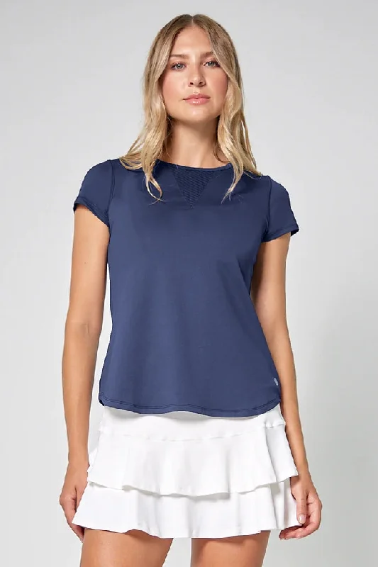 Elite Deep V T-Shirt Dark Navy-- Collared Crew Neck Turtle Neck