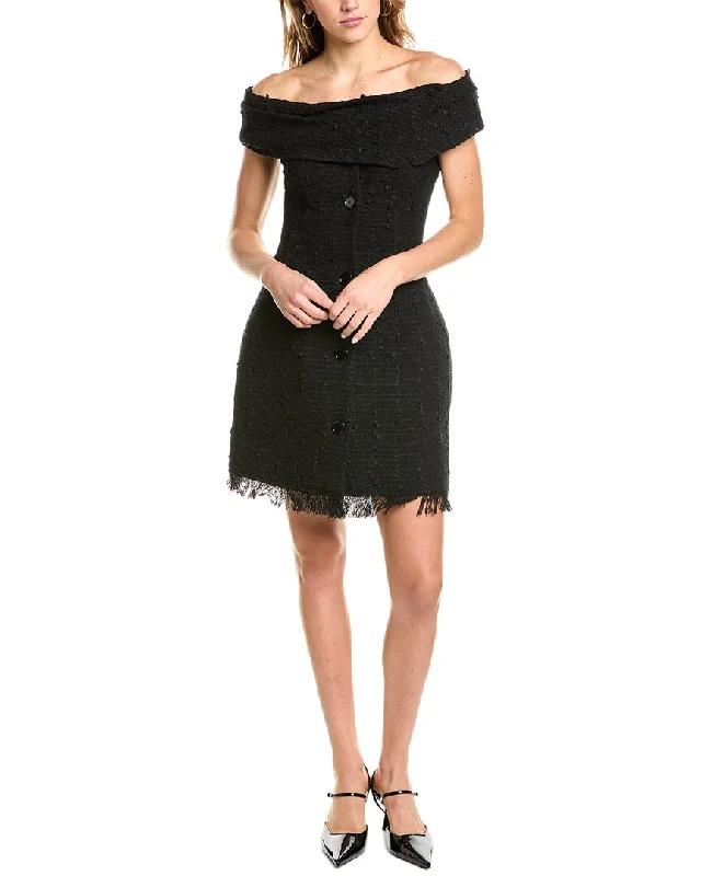 Oscar de la Renta Boucle Tweed Silk-Lined Sheath Dress Maxi Flowy Bohemian