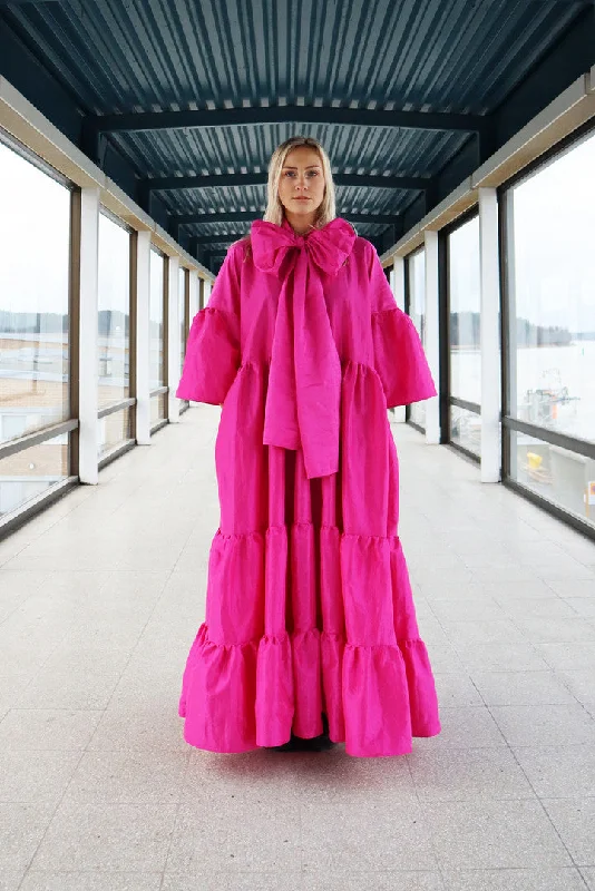 Lush Evening Dress With Bow Collar Pink Tunics Chic elegant