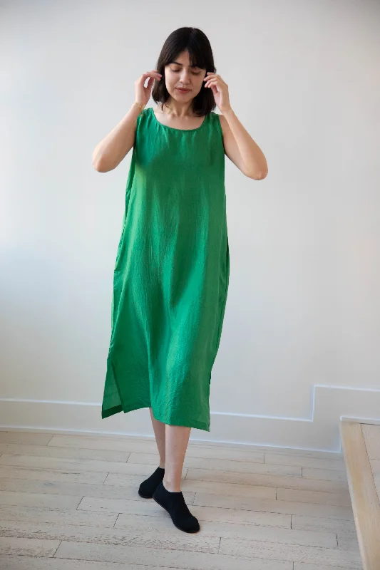 Runaway Bicycle | Mary Dress in Green Silk Tunics Corduroy durable