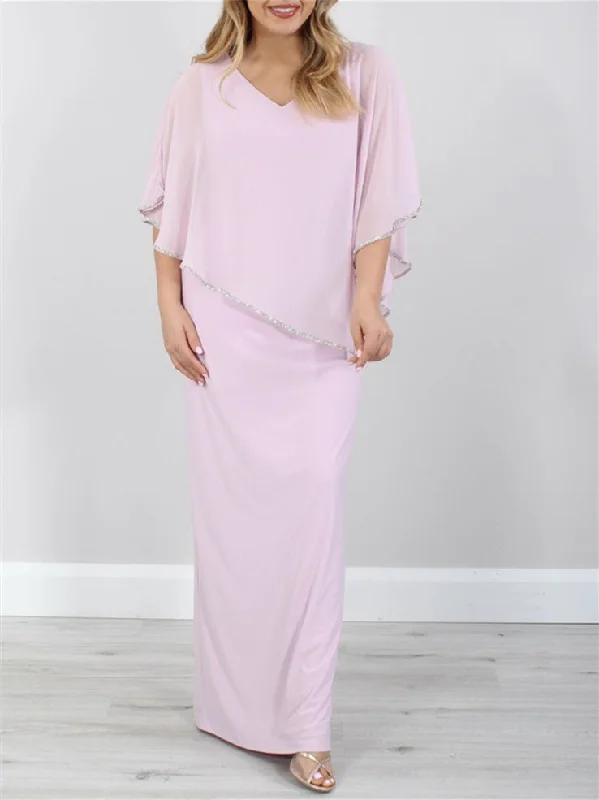 Sheath/Column 3/4 Length Sleeves Floor-Length Mother of the Bride Dresses Tunics Versatile functional