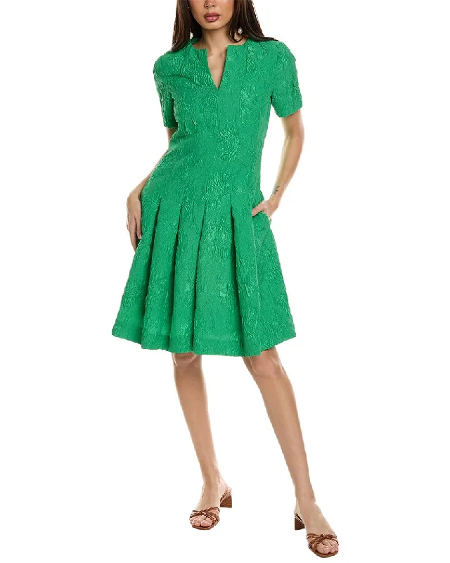 Oscar de la Renta Jacquard Silk-Lined A-Line Dress Tunics Corduroy durable