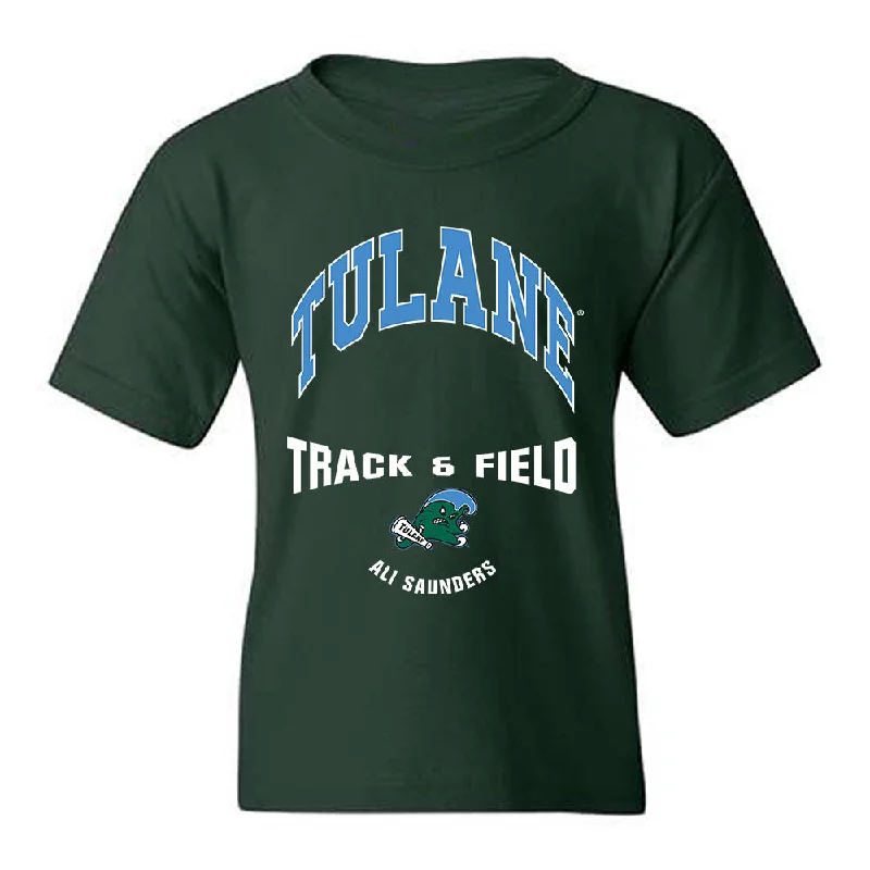 Tulane - NCAA Women's Track & Field : Ali Saunders - Classic Fashion Shersey Youth T-Shirt-- Beaded Sequined Faux Fur