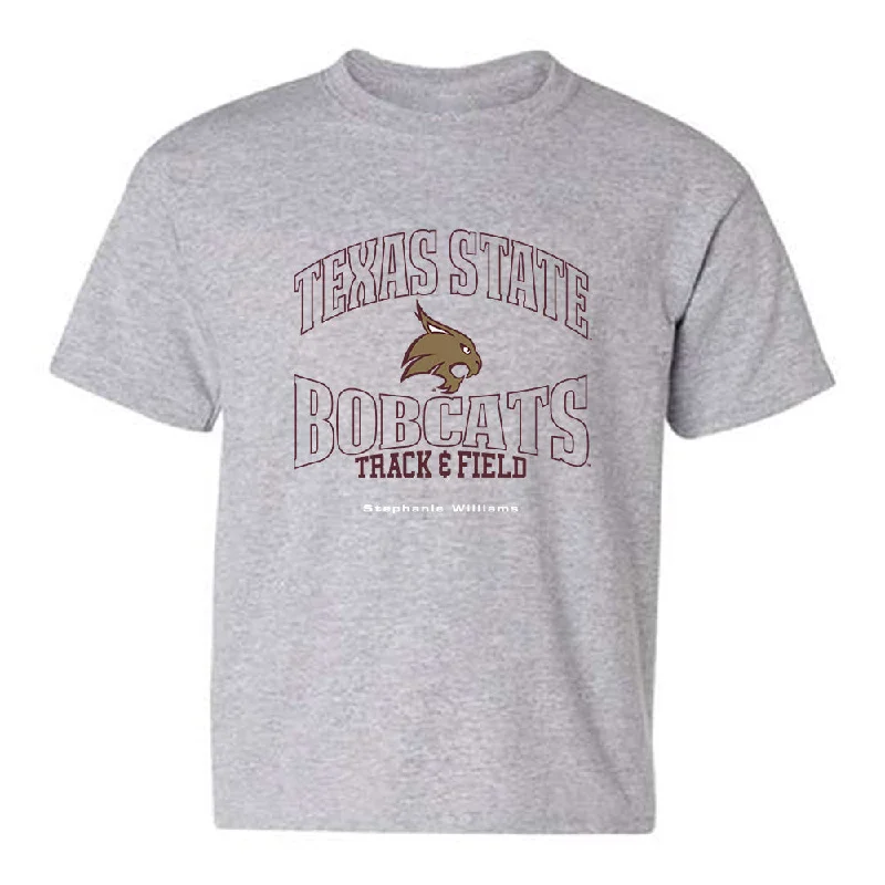 Texas State - NCAA Women's Track & Field : Stephanie Williams - Youth T-Shirt-- Houndstooth Herringbone Solid