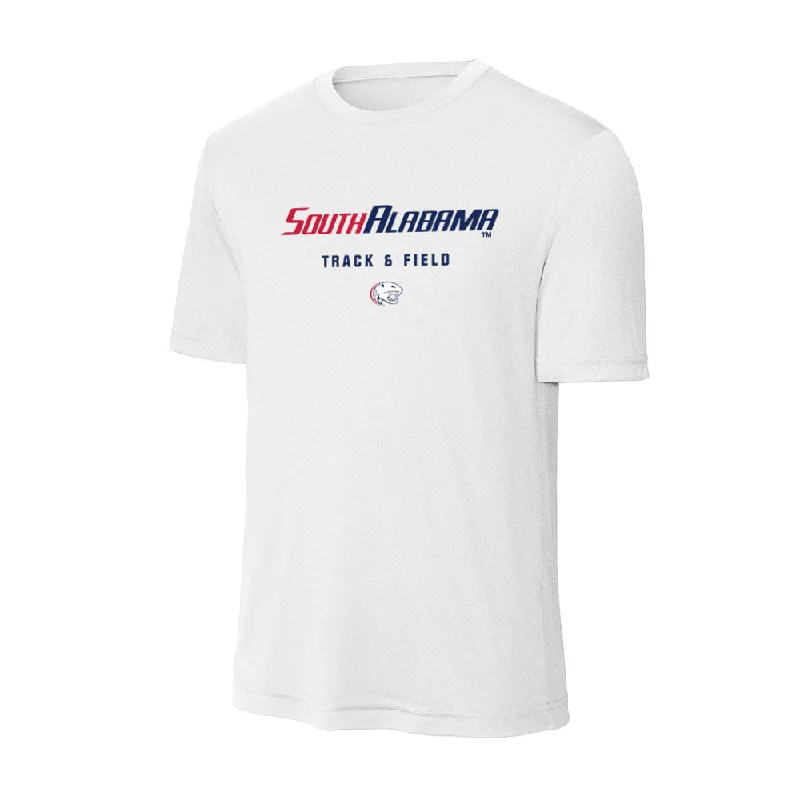 South Alabama - NCAA Women's Track & Field : Karleigh Mills - Activewear T-Shirt-- Front Pockets Side Pockets Patch Pockets
