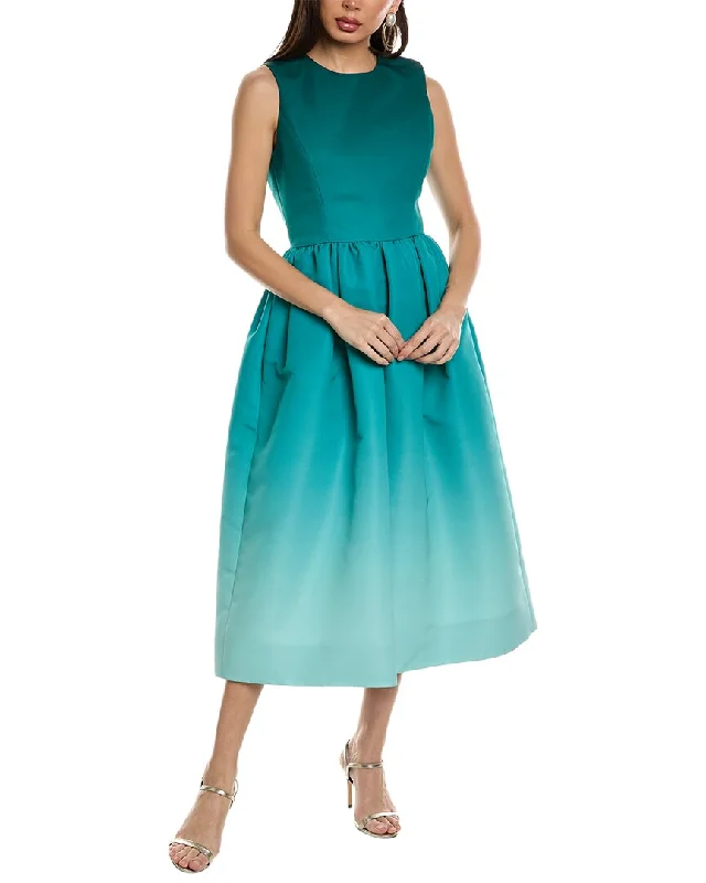 Oscar de la Renta Jewel Neck Ombre Silk-Lined A-Line Dress Tunics Party sparkling