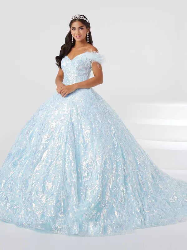 Sequin Feather Quinceanera Dress by Fiesta Gowns 56464 Tunics Exclusive limited