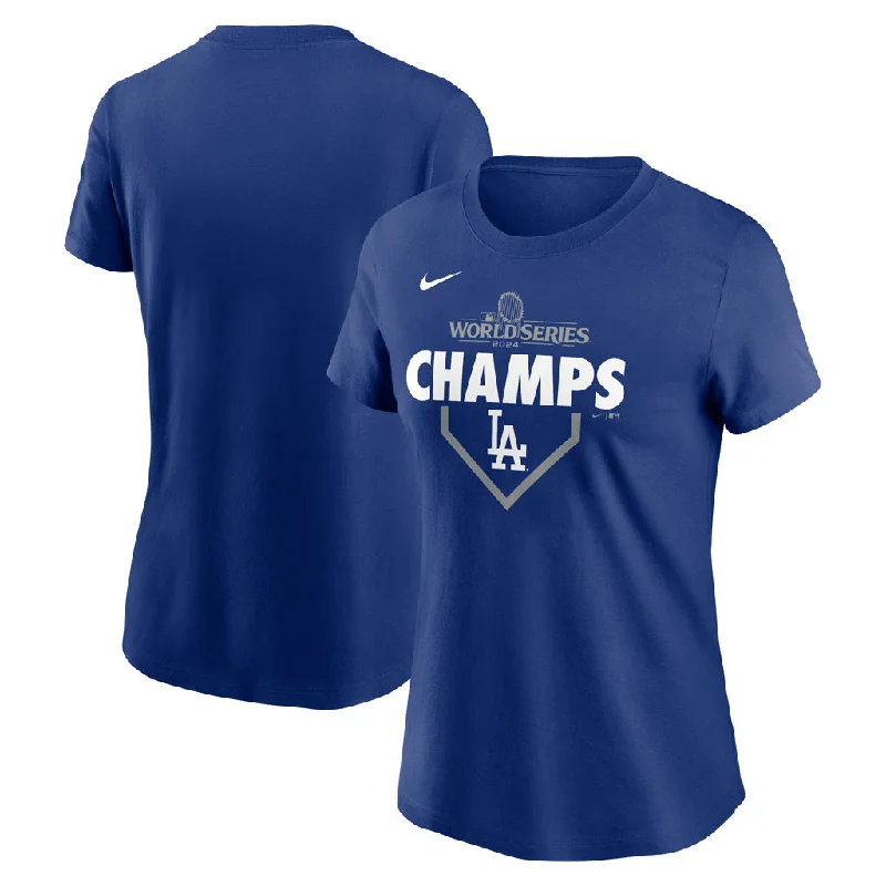MLB Los Angeles Dodgers Women's Nike 2024 World Series Plate Champion T-Shirt-- Graphic Embroidered Appliqued