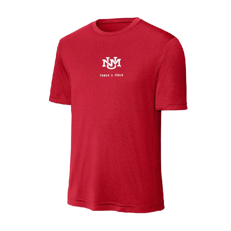 New Mexico - NCAA Women's Track & Field : Anaya Quarles - Activewear T-Shirt-- Mesh Blend Leather Blend Suede Blend