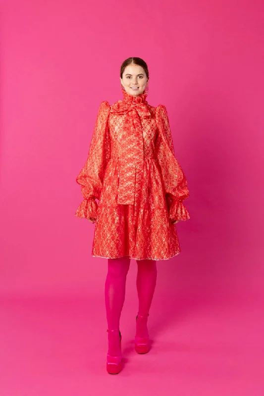 Dishy Dress Lace Red Tunics Cozy comfortable