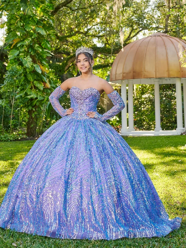 Long Sleeve Quinceanera Dress by LizLuo Fiesta 56511 Tunics Velvet soft